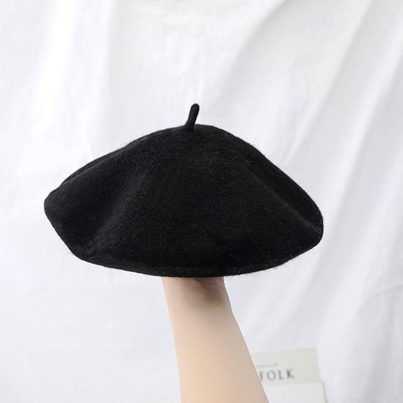 Women's Cross-Border Wool Beret: Autumn/Winter Korean-Style, British Retro Octagonal Painter Hat for Large Head Circumference
