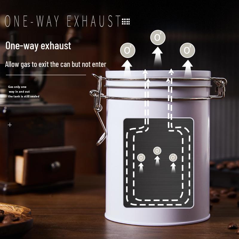 Tinplate Coffee Bean Sealing Can with Vent Valve - Iron Tea Storage & Fresh-keeping Container