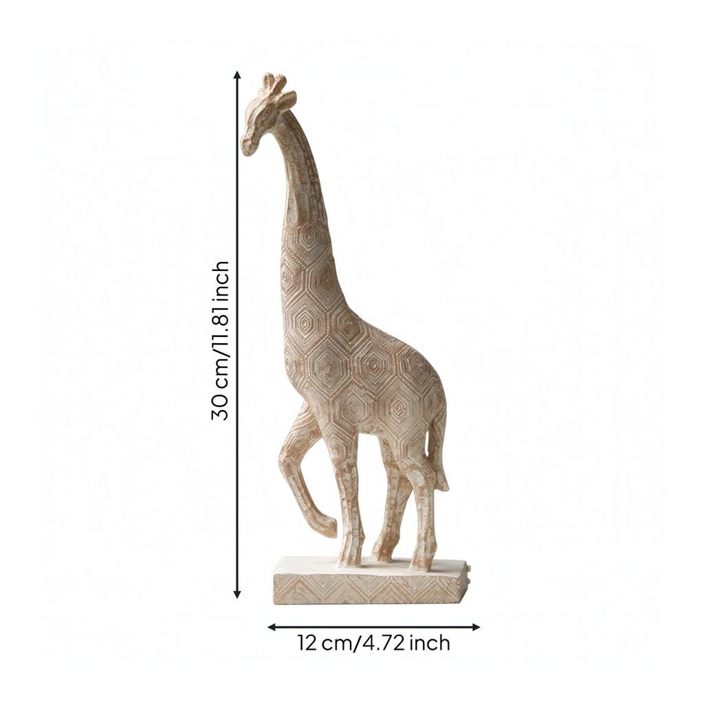 Giraffe Figurine with Base Embossed Sculptural for Entryway