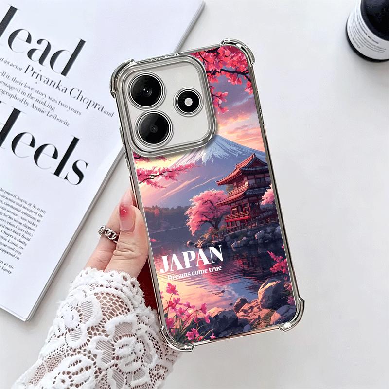 Osaka Tokyo Japan Scenery Plating Phone Case For Xiaomi Redmi Note 14 15 Pro Plus 13 12 11 11S 11T 10 9S 9 5G Anti-Fall Airabag