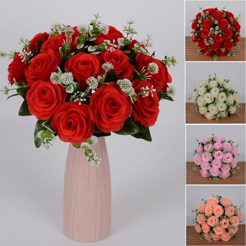 18 Heads Real Happy Flower 6 Colors Mini Natural Simulated Rose Photography Photo Gift Rose Flowers Decorative Home Decorative