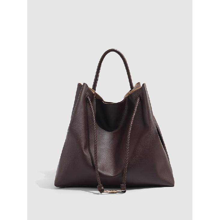 Large-capacity women's bag 2025 new model casual retro high-quality soft leather commuter bag fashionable shoulder tote bag