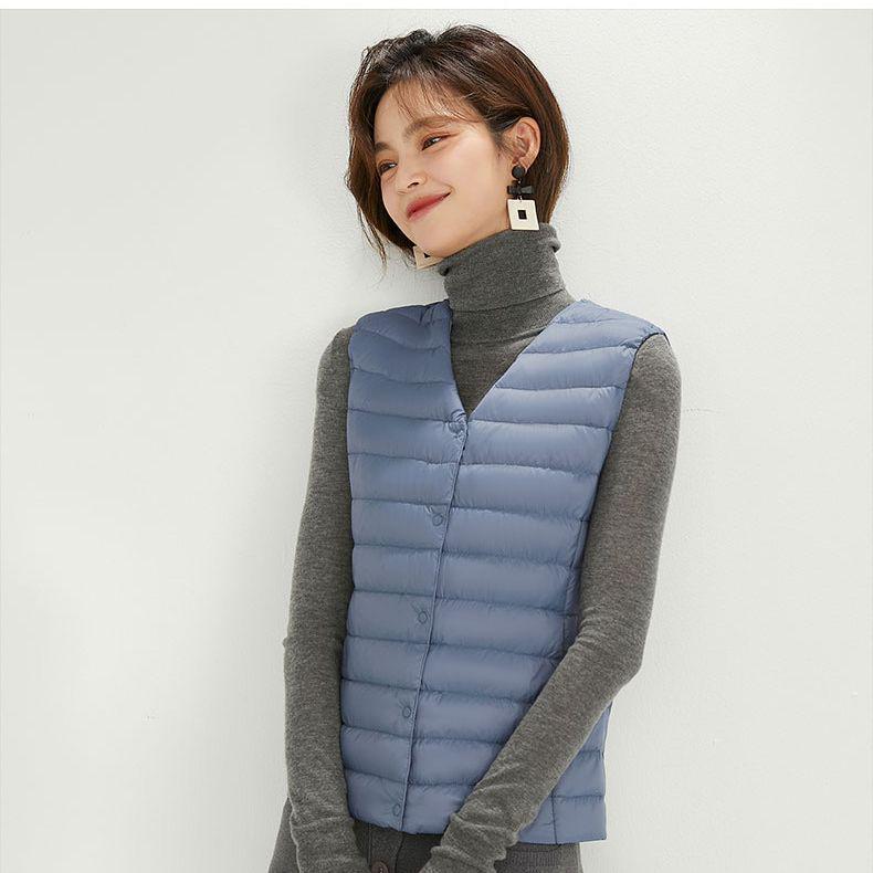 Women's Plus Size Collarless Down Vest - Short, Warm Shoulder Cape Jacket for Middle-aged and Young