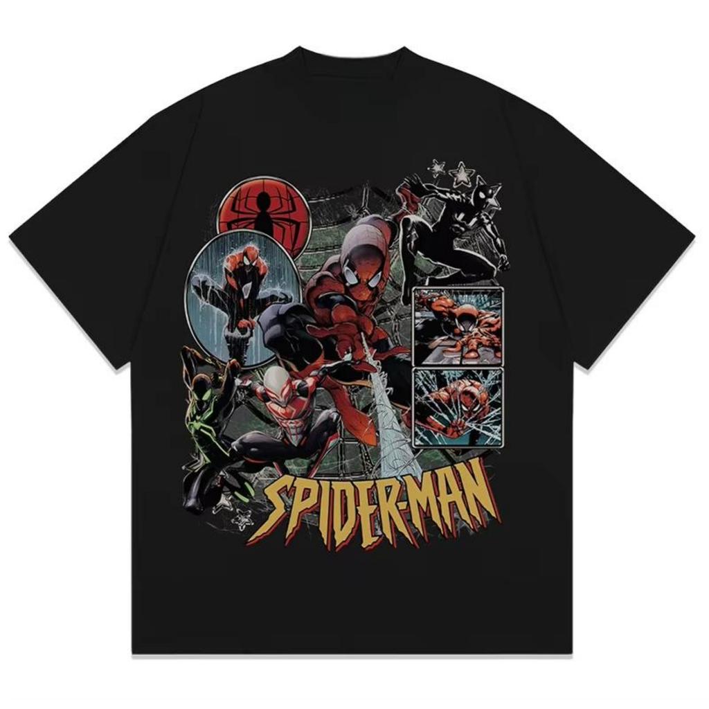 T-shirt Estive in Puro Cotone con Stampa Grafica di Spider-Man per Uomo e Donna, Intimo per Sport all'Aperto, Autunno e Inverno
