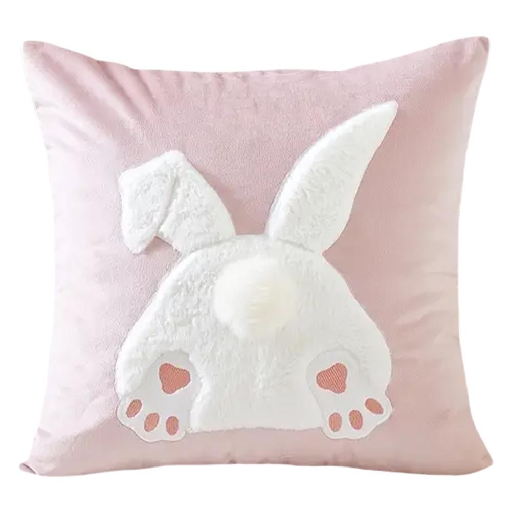 Easter Rabbits Throw Pillow Cover 45x45cm Rabbit Pattern Decorative Throw Pillowcase Plush Rabbit Pillowcase for Home Decor