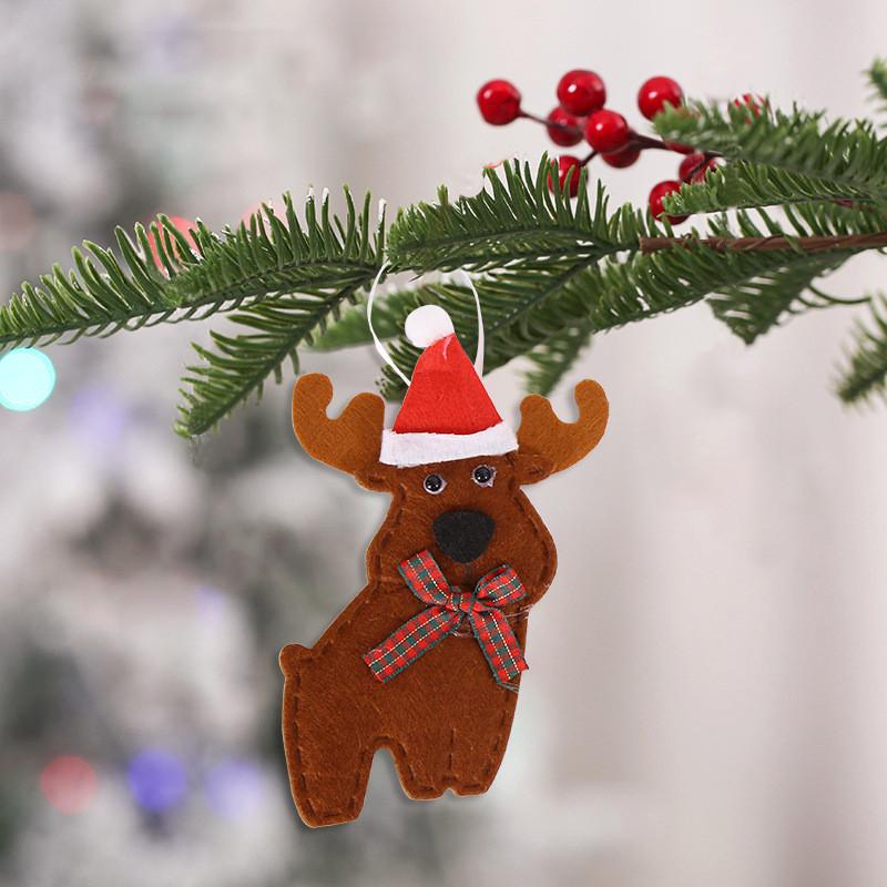 Charming Christmas Ornaments Nonwoven Fabric Hanging Decorations Featuring Santa Reindeer And Christmas Gifts