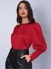 Camicia da Donna in Raso con Maniche a Lanterna in Seta Sintetica - Stile Vacanza Autunnale