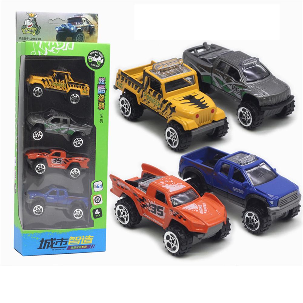 Giocattolo di camioncino in scala 1/64, 4 pezzi, modello di veicolo fuoristrada, giocattolo da corsa realistico in lega per kit di modelli di auto
