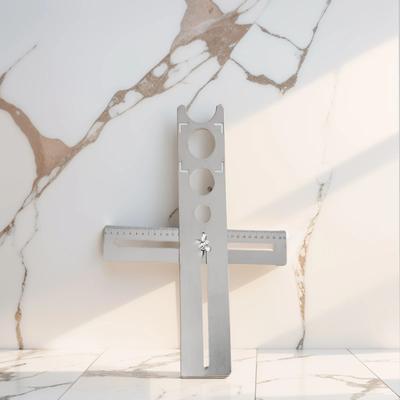 Decorated Work Multifunction Ruler Effective Stainless Steel Ceramic Tile Hole Locator Ruler for Accurate Drilling