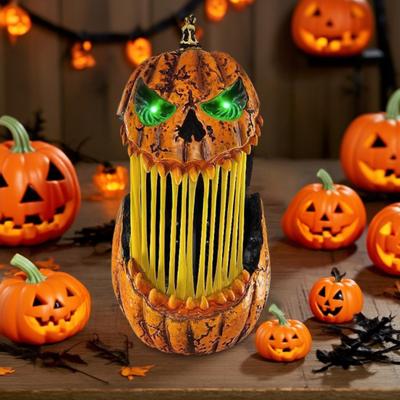 Yousheng Decoración de Luz de Calabaza de Halloween Boca Abierta Extensible Linterna de Calabaza Aterradora con Ojos Brillantes para Porche Patio Decoración Interior Exterior