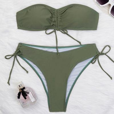 Europejski i amerykański jednolity kolor trójkątny bikini split seksowny damski kostium kąpielowy bikini