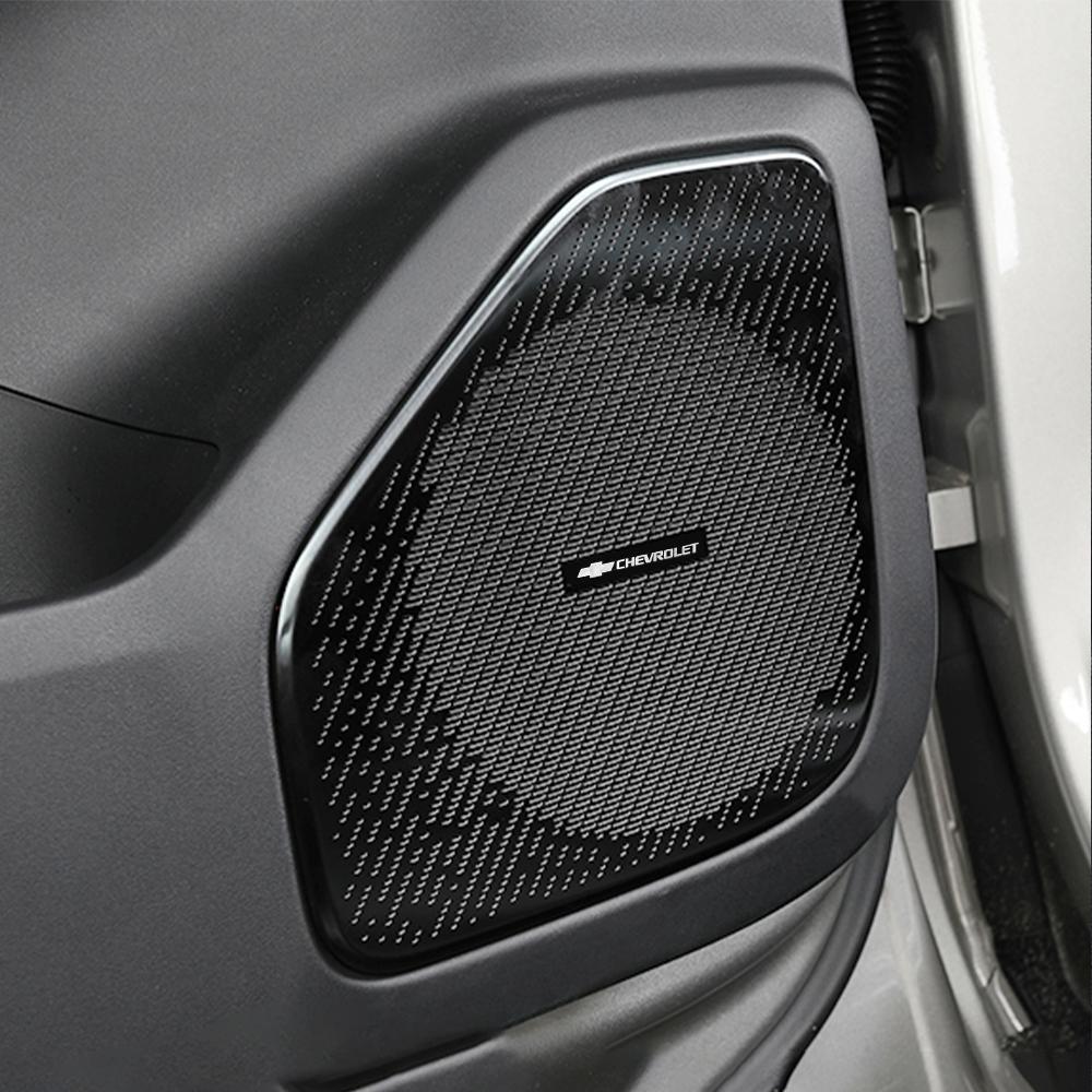 2/4pcs 3D Aluminum Emblem Badge Interior Speaker Audio Sticker Auto Decoration For Chevrolet Cruze Lacetti Sonic Spark Sail Aveo