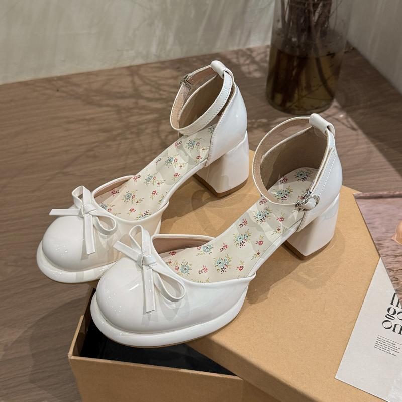 Fashion Bow Mary Jane Baotou Sandals Women 2025 Summer New Outside Wear Fairy Skirt Fashion Block Heel High Heels
