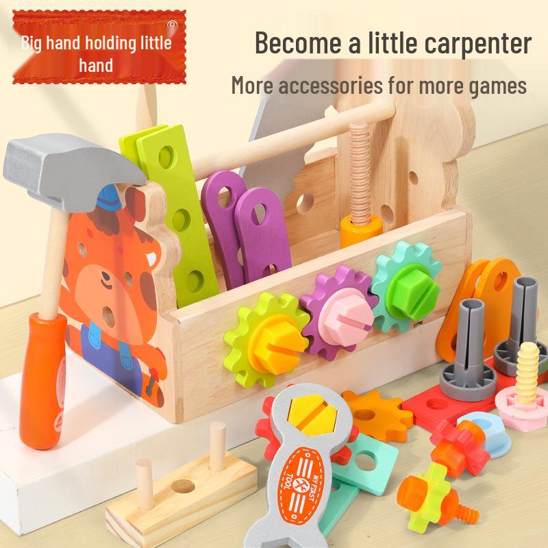 

Kids Wooden Multifunctional Tool Box and Puzzle Toy