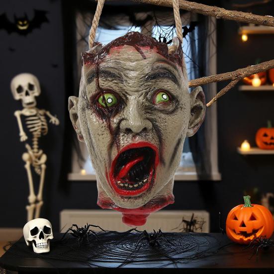 Halloween Spooky Candy Bucket Zombie Head Handbag Creepy Trick or Treat Candy Pail for Halloween Party Haunted Houses Decoration