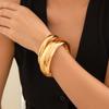 IngeSight.Z 2Pcs Exaggerated Smooth Metal Big Wide Bracelet Retro Aesthetics Gold Color Bracelet Women's African Tribal Jewelry