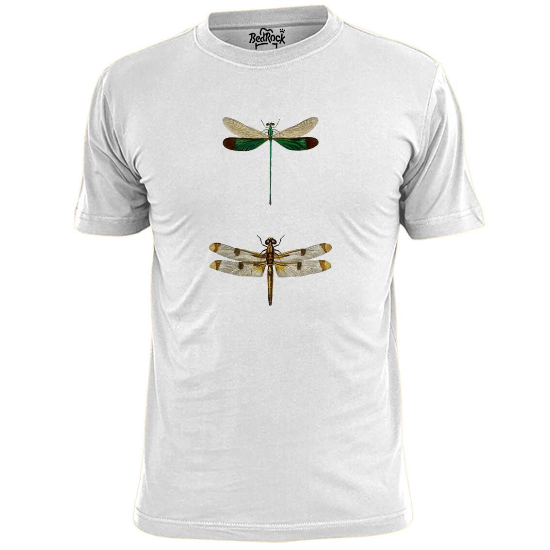 Mens Double Dragonfly Drawing T shirt Insects S