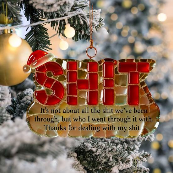 Funny Friendship Christmas Ornament Letter Charm Humorous Friend Pendant with Hanging Cord Holiday Decor