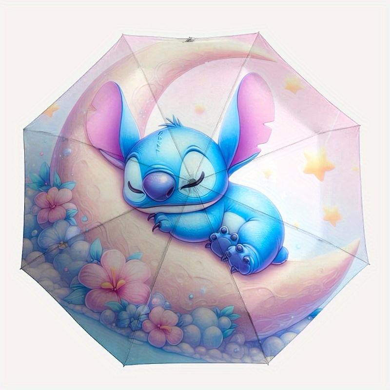 Stitch, Moon Automatic Opening and Closing Umbrella  8 Ribs Windproof Portable Folding Umbrella, Suitable for Casual and Business Outings,for Gifts