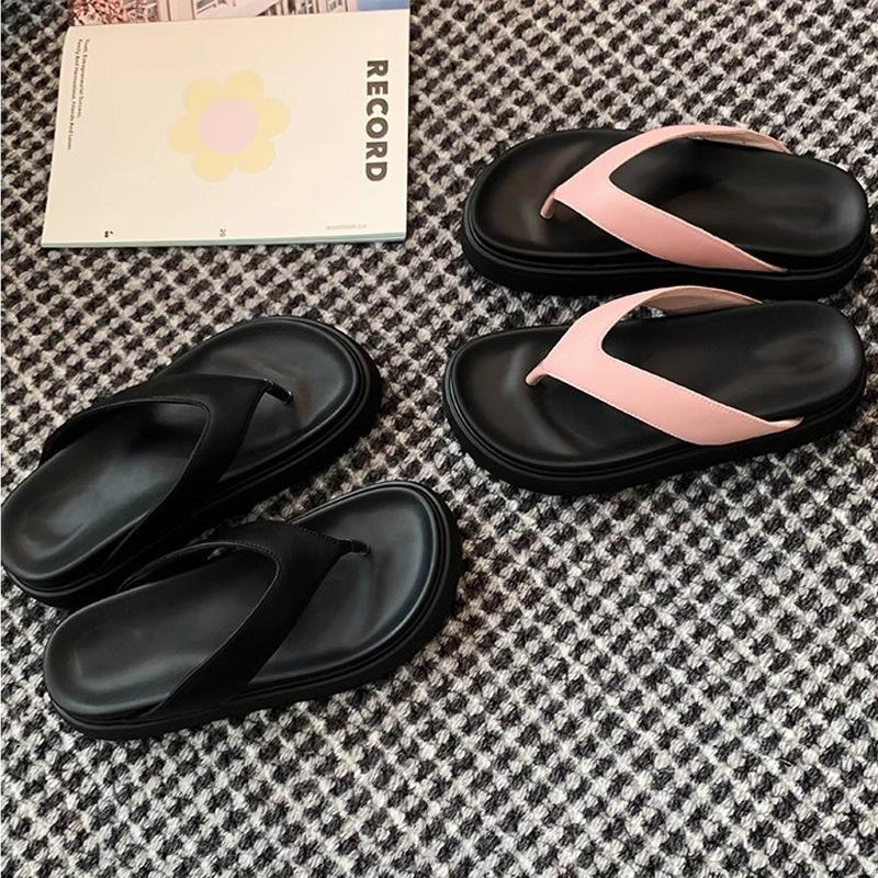 Grape mother of the same style~ Casual versatile round head toe thick bottom simple flip-flops women's summer wear