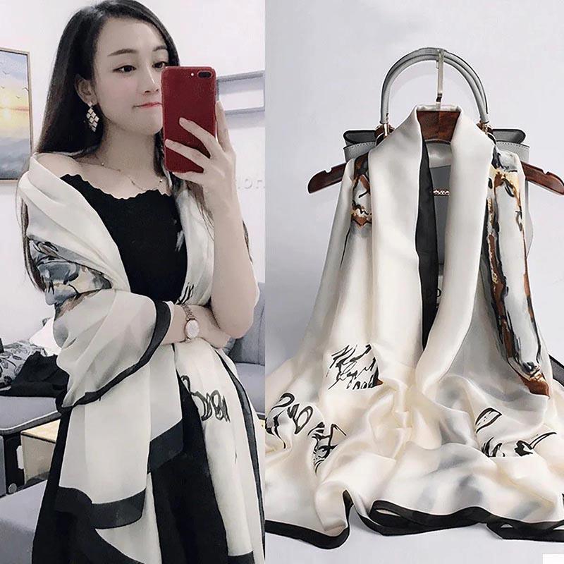 Scarf Shawl Long Fashion All-match Imitation Silk Fabric Women's Silk Scarf