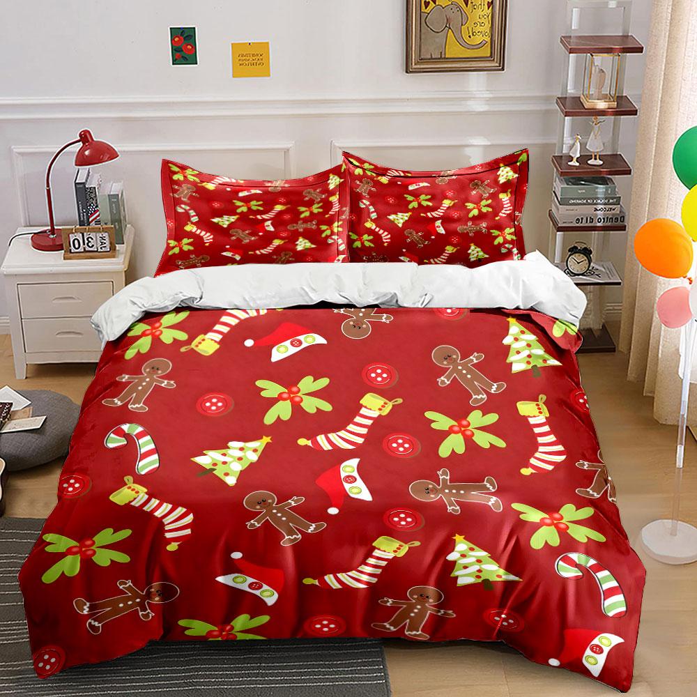 Festive gingerbread holiday charm Bedding sets Duvet cover sets Duvet covers Pillowcases(1*Duvet Cover 2*Pillowcases without duvet insert)