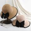 Fisherman Hat Sunscreen Bucket Hat Wide Brim Bowknot Sun Cap Elegant Straw Weave Sun Hat  Summer
