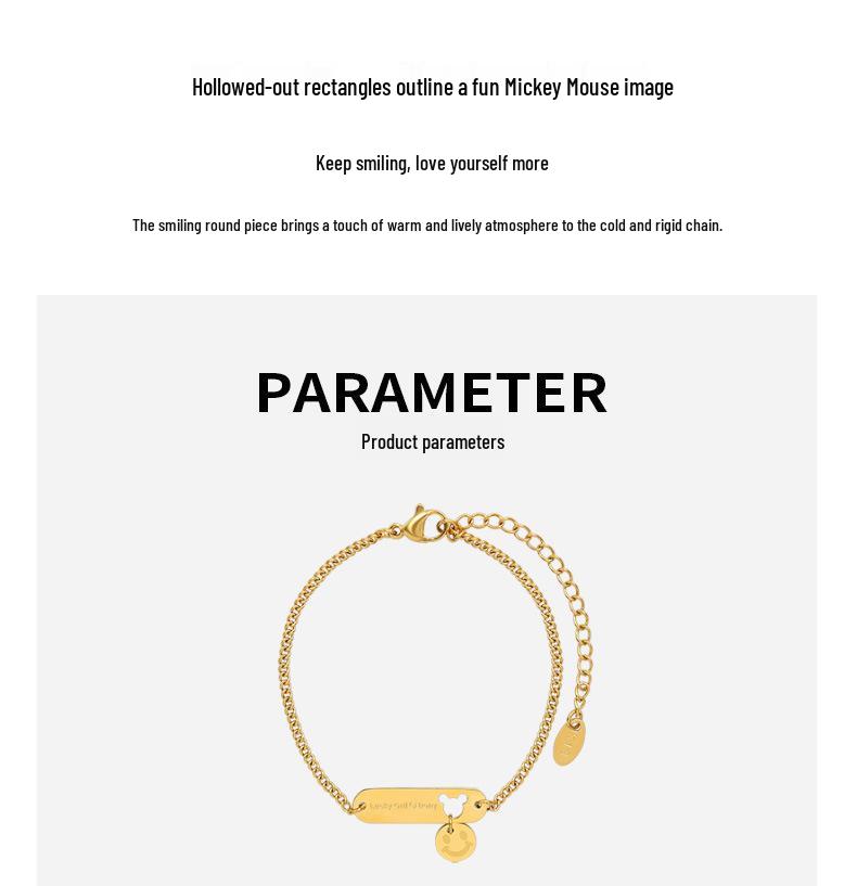 18K Gold Titan Smiley Maus Anhänger Armband - Europäischer & Amerikanischer Stil für Frauen, Weihnachts-Bestie-Geschenk