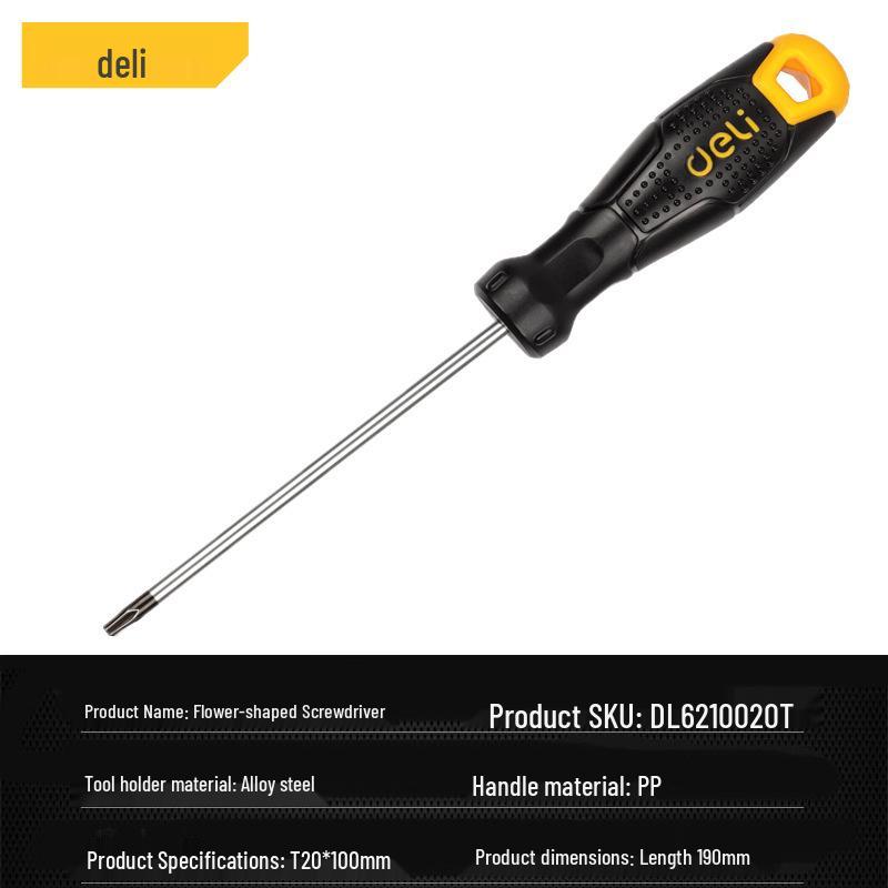 Star-Shaped Magnetic Tip Screwdriver with Flower Hole by Deli Tools