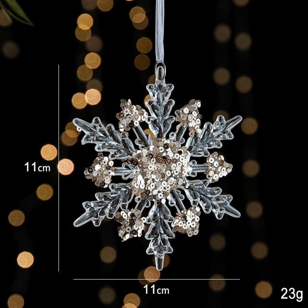 Christmas Tree Hanging Decoration Acrylic Transparent Snowflake Elk Angel Doll Bell Pendant New Year Party Home Decor Kids Toy