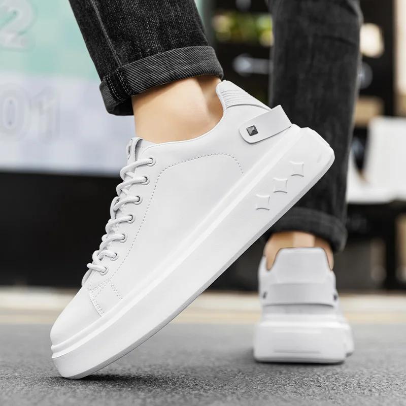Italian Men Designer Sneakers Stylish Outdoor Vulcanized Shoes Breathable Antiskid Walking Shoes Lightweight Casual Leather Shoe