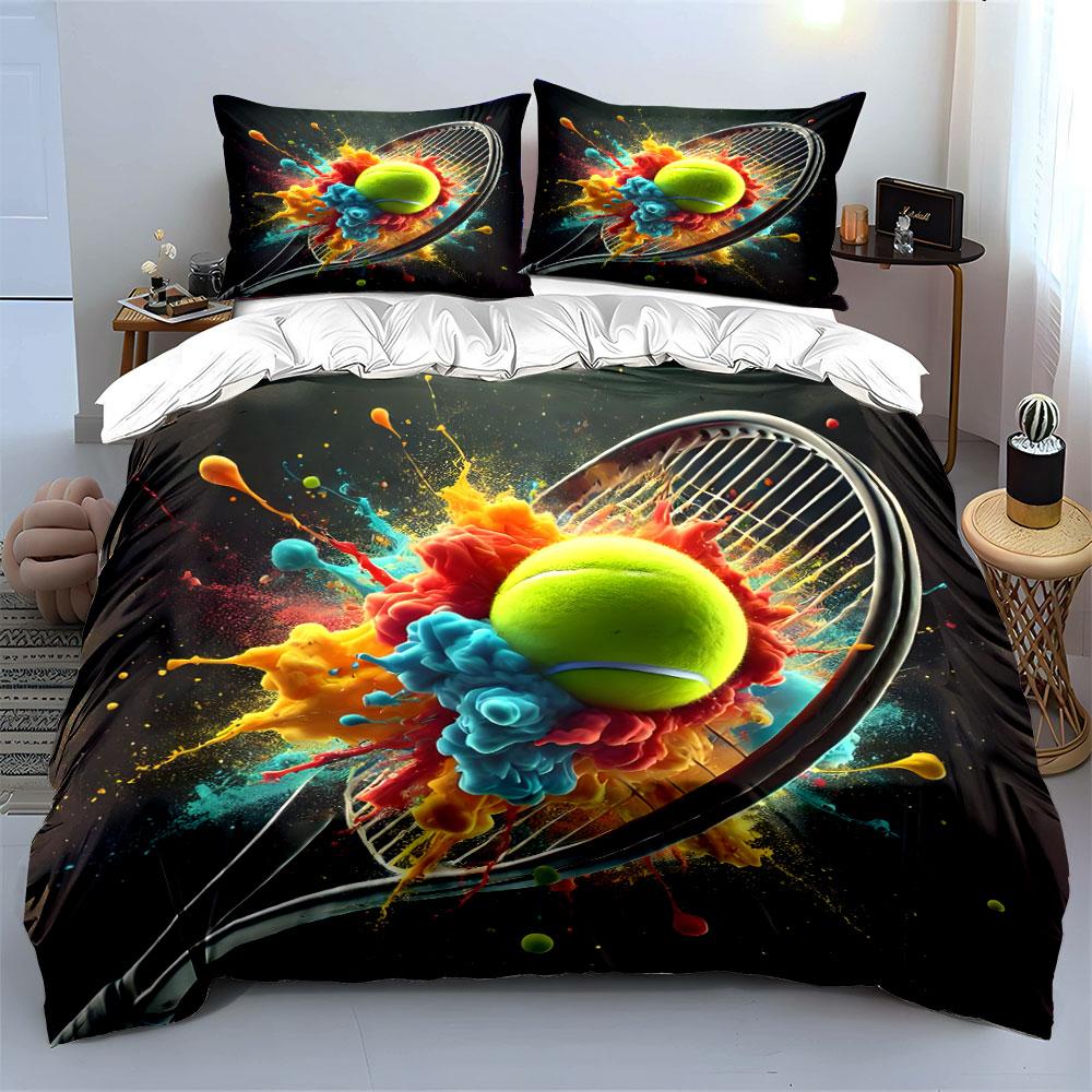 Vivid Tennis Essentials Set  Kid'S And Adults' Bedroom Decor, Exquisite Three-Piece Bedding Set Gift