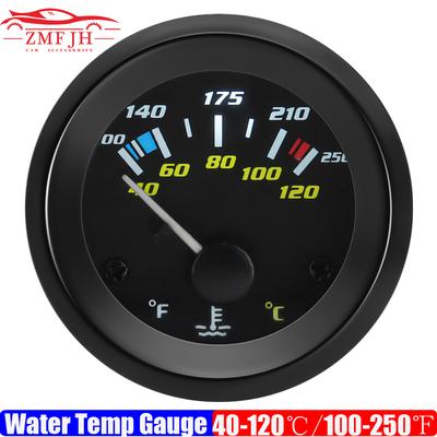 40-120℃ 100-250℉ Water Temperature Gauge with Sensor Vehicle Meter 12V Automobile Car Gauge 2" 52mm Water Temp Indicator LED