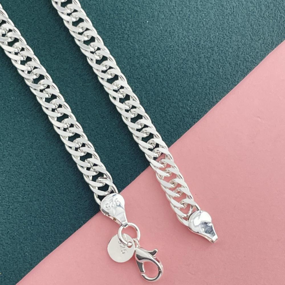 European and American Jewelry Copper Silver-plated 6MM Double Buckle Side Necklace