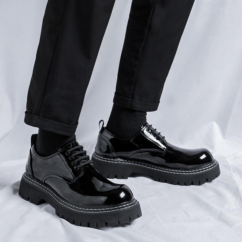 Fashion Platform Mens Luxury Casual Patent Leather High-quality Leisure Tooling Shoes Comfortable Inside Handmade Trend Fashion Shoes