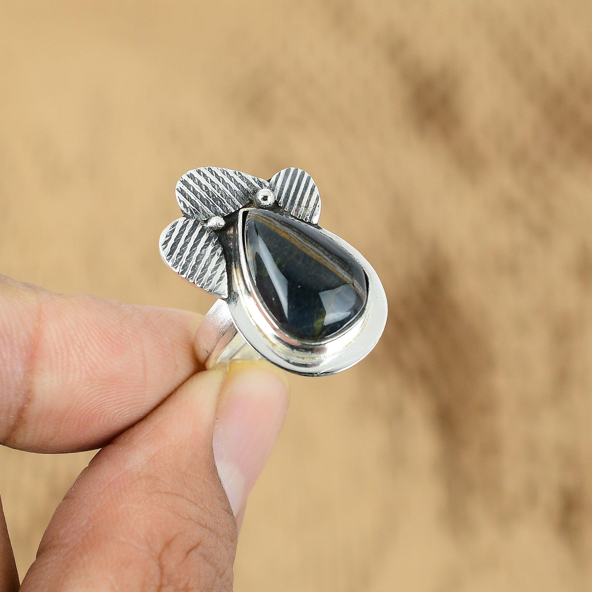 

Womens day Deal Pietersite Stone 925 Sterling Silver Artisan Wife Trendy Ring Yes