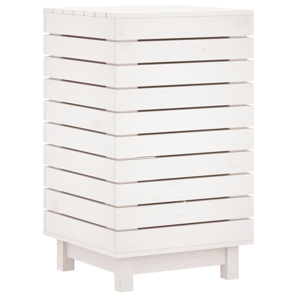 Vidaxl Laundry Basket, White, 44X44X76 Cm, Solid Pine Wood