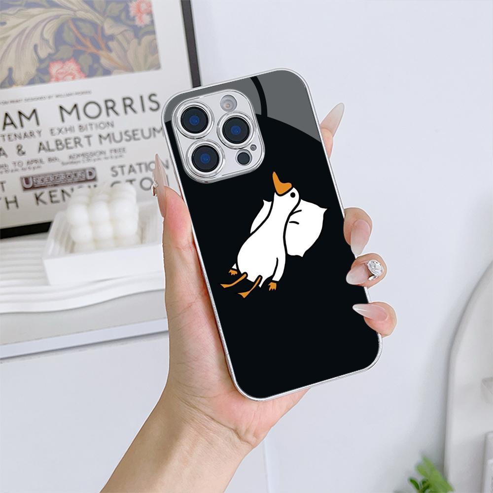 N175 Just a Boy Who Loves Goose Phone Case for iPhone 16 15 Pro Max Samsung S24 S23 A54 A35 Xiaomi Redmi Note 13 Pro Plated Frame Tempered Glass Cover