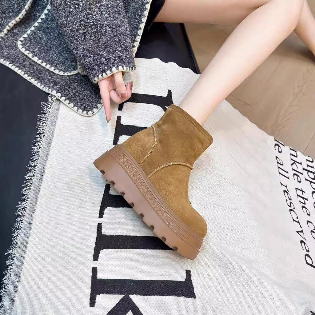 New Warm Snow Boots 22 Winter Platform Boots Retro Fleece Boots Casual Martin Boots