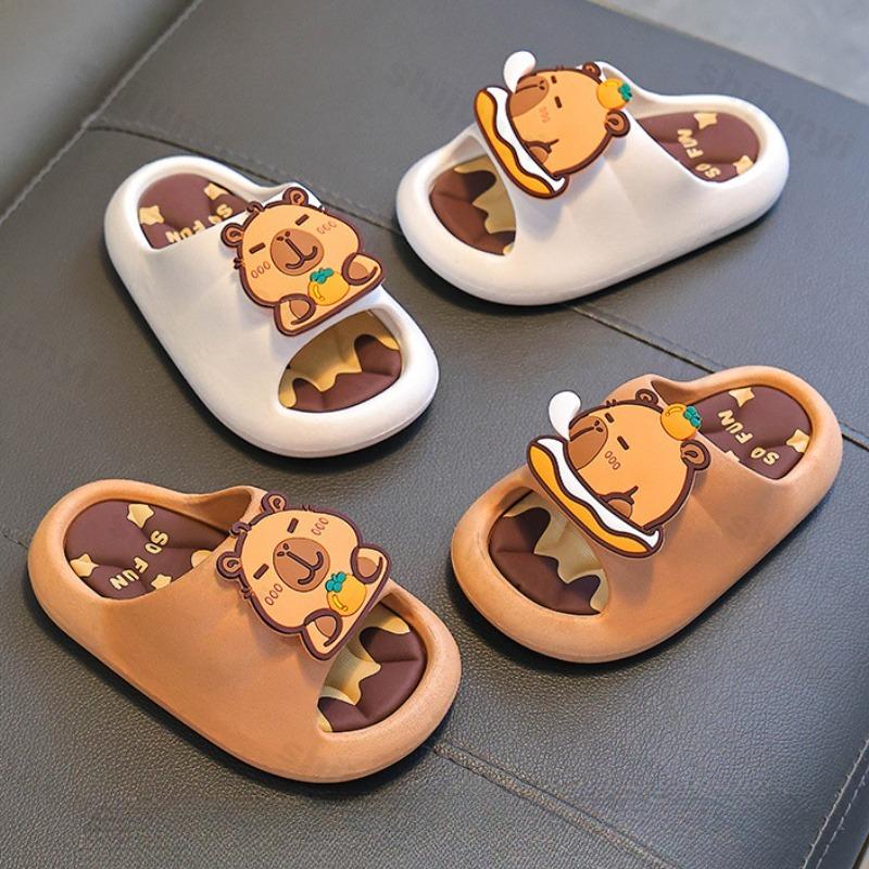 Capybara Slippers Children Bathroom Sandals  Summer Anti-slip Cartoon Slippers Platform Kids Slippers Breathable Beach Shoes