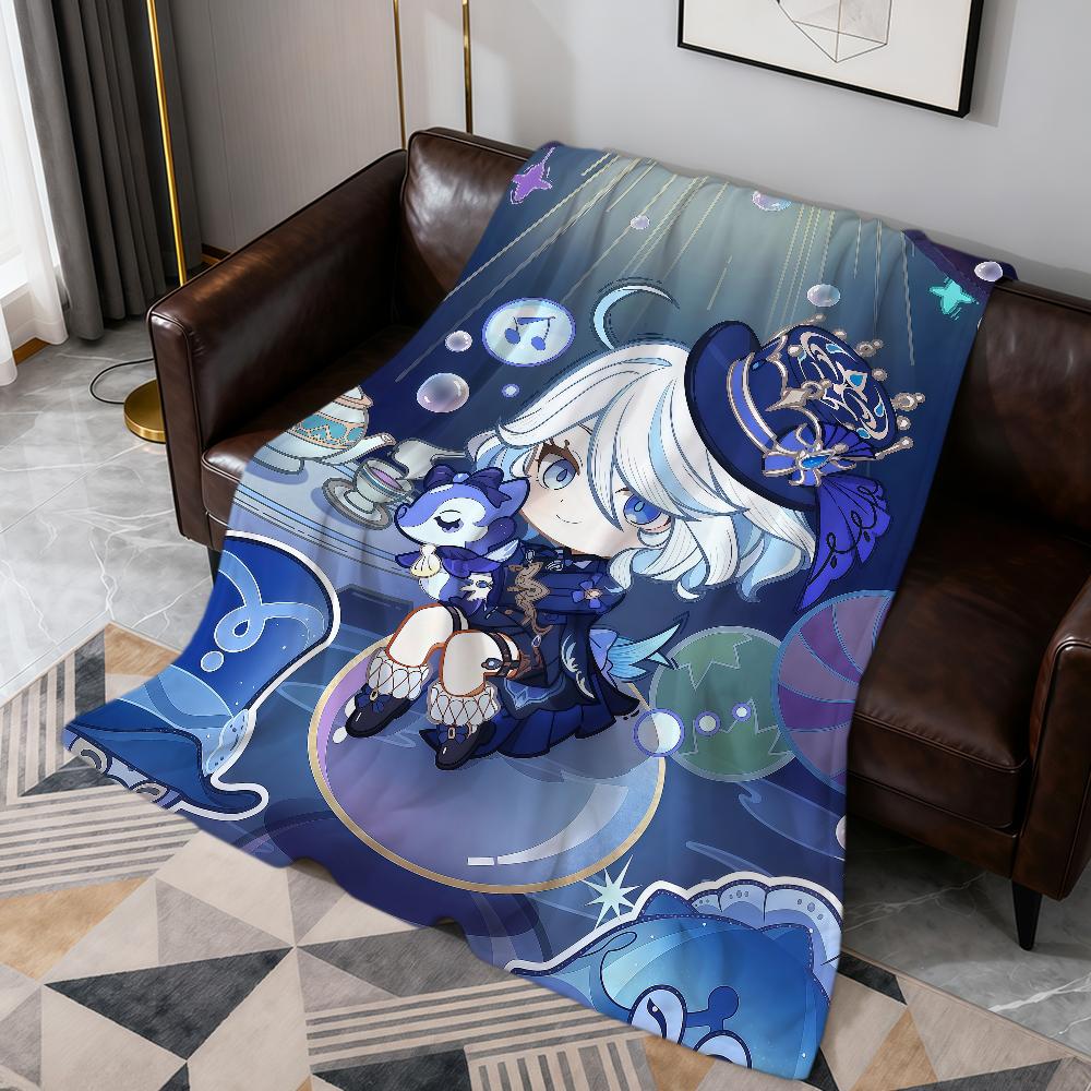 Game Lumine Genshin Impact Diluc Chibi Flannel Soft Warm Plush Blanket Sofa Living Room Pet Hogar Bedroom Gift Home Car Portable