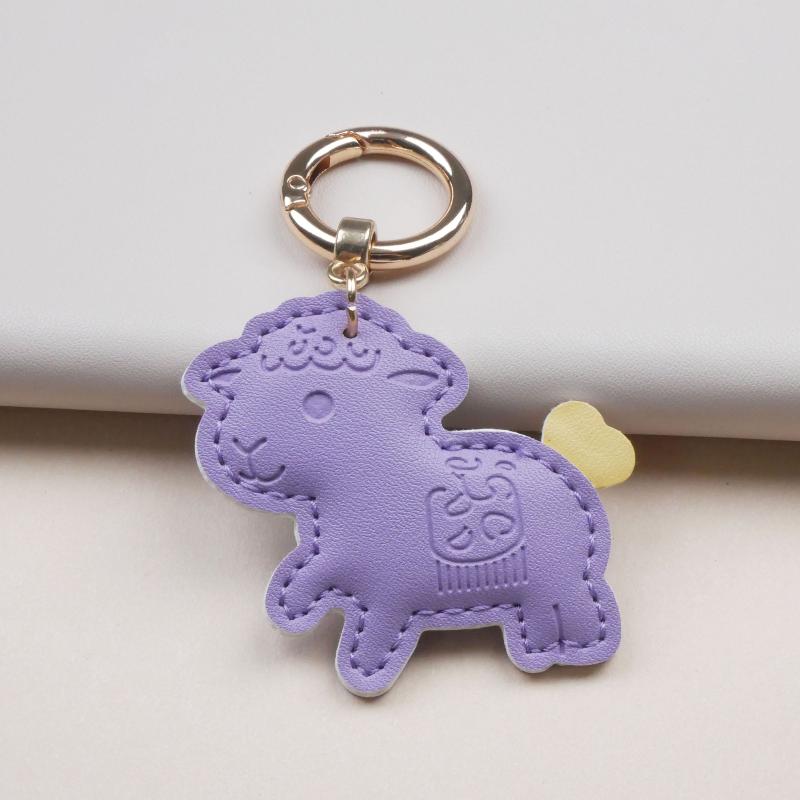 Piele PU 2027 Anul Oii Formă Pandantiv Adorabil Design Colorat Coadă de Inimă Pentru Decor Geantă Accesorii Chei Cadou
