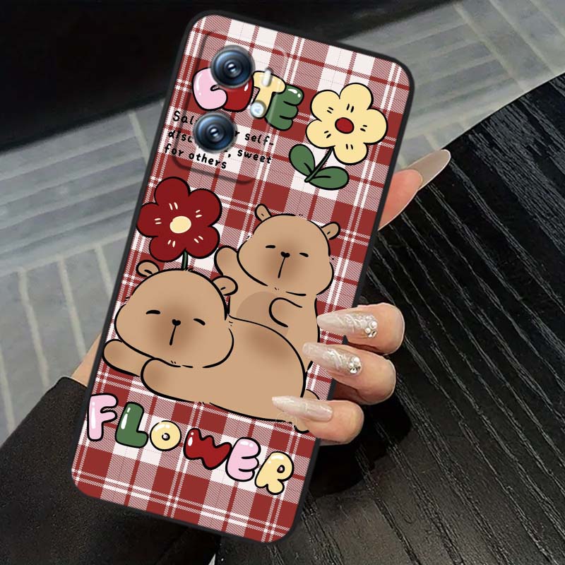 Cartoon Anime Capibala Art For OPPO Reno 5 6 7 A96 A40 A58 Realme GT A74 A78 Neo2 A74 A78 Find X5 X3 X7 X8 Black Phone Case