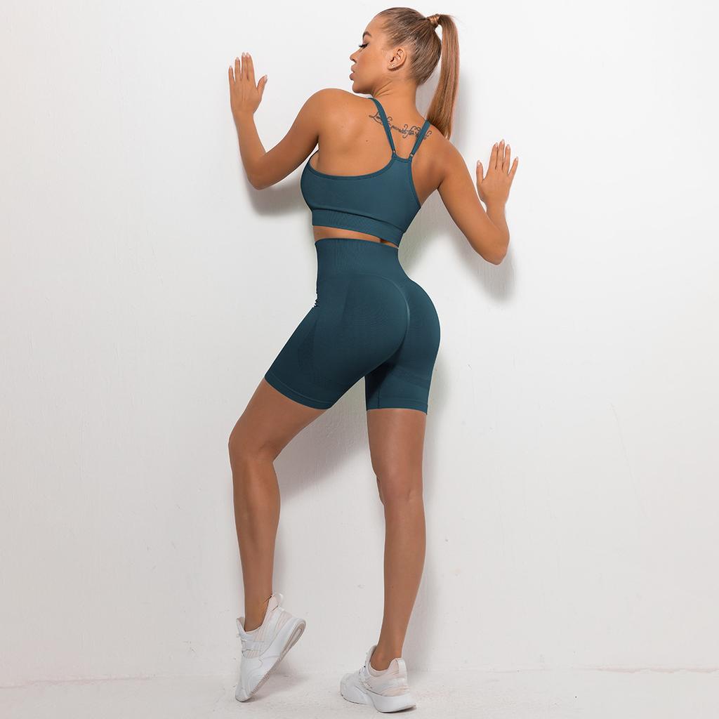 Peach Smiling Face Hip Yoga Shorts Yoga Clothes Fitness Bra Underwear Suit Women