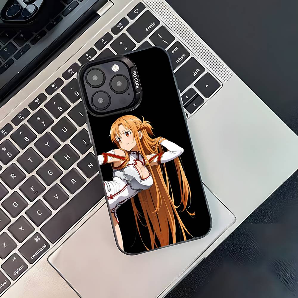 Asuna Kirito Anime Phone Case For iPhone 17,16,15,14,13,12,11,Pro,XS,Max,Plus,Mini,SE4,E Black Matte Shockproof Cover