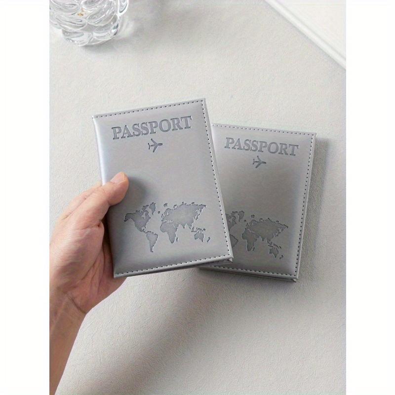 

1 шт. Простая обложка для паспорта, держатель для проездных документов, кошелек для паспорта из ПУ кожи, парный чехол для паспорта, модный дорожный органайзер для хранения, органайзер для косметики и макияжа one-size серый