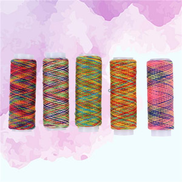 Buy 5pcs/set Gradient Durable Polyester Sewing Thread Embroidery Sewing ...