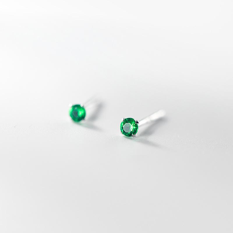 Tiny Round Crystal Stud Earrings Claw Design 925 Silver Piercing Jewelry for Women Simple CZ Zircon Earring Female Gift