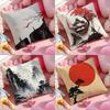 Chinese Ink Painting Style Cushion Cover Anti-dustmite Pillowcase Invisible Zipper Silky Short Plush Sofa Cushion Cover