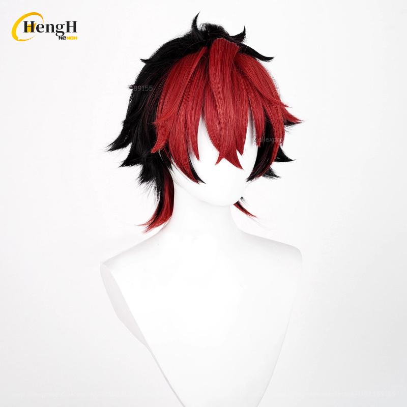 Disponibile Gioco Komano Manato Corto 32m Nero Rosso Colore Misto Cosplay Anime Parrucca Sintetica Resistente al Calore Feste di Halloween Parrucche
